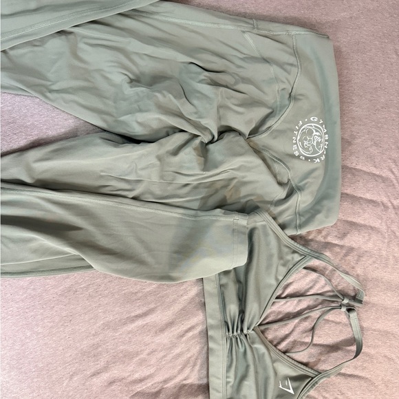 Gymshark Other - Olive Green Gymshark Leggings and Sports Bra Set